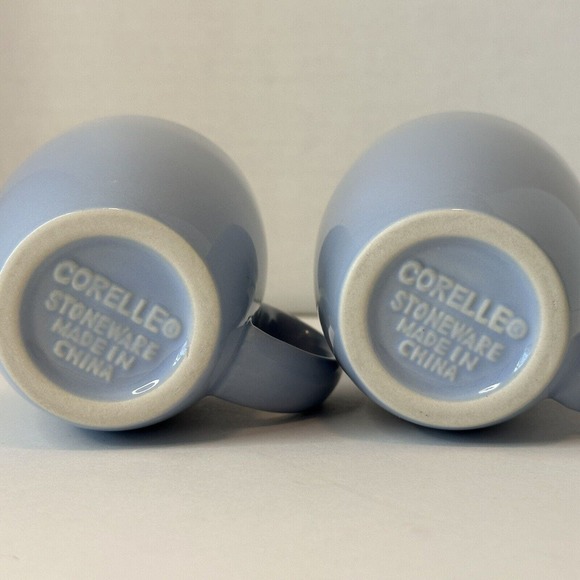 CORELLE Coordinate Stoneware Light Sky Blue coffee Mugs set of 2 CLEAN/VINTAGE - Picture 3 of 9